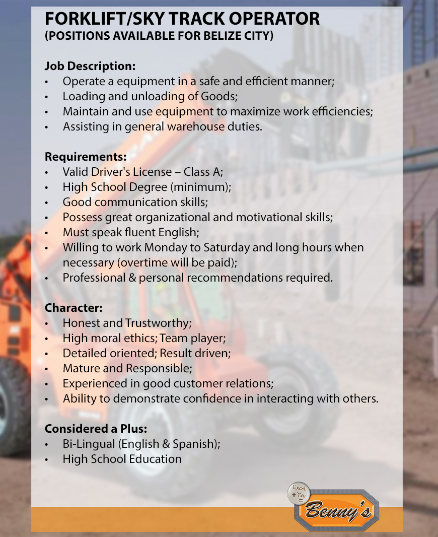 Web Jobs Ad 2022_Forklift_Skytrak_Operator_BZ
