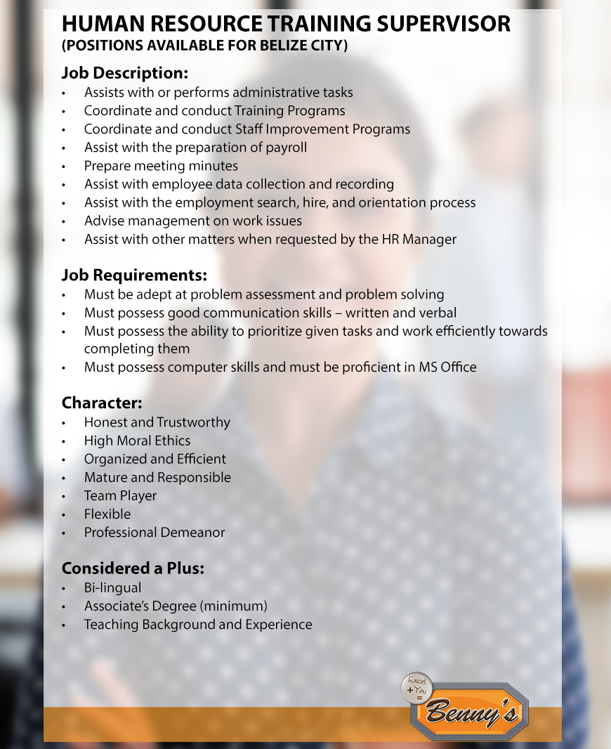 Web Jobs Ad 2022_Human Resource Training Supervisor