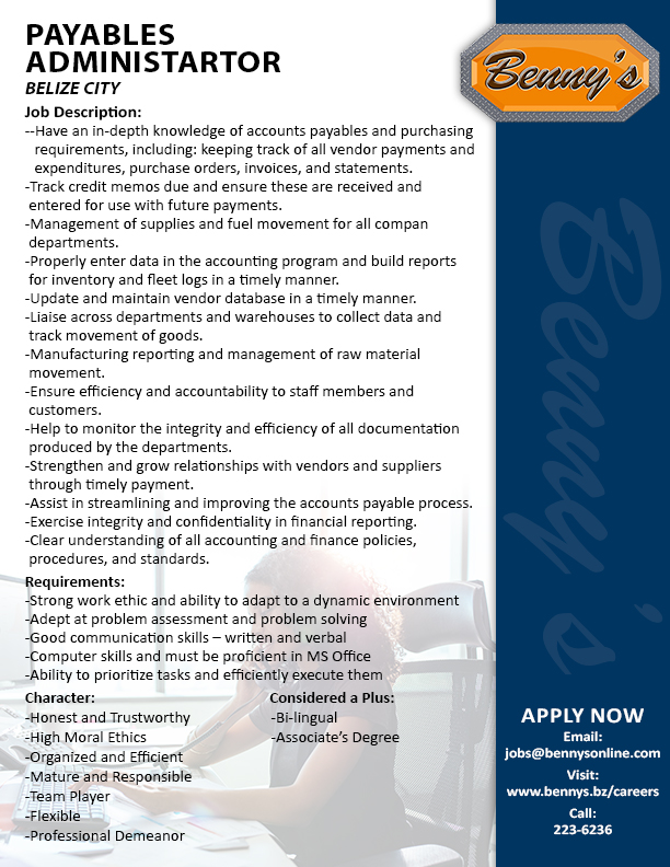 Web_Bennys_Payables Administrator Web_Bennys_Payables Administrator